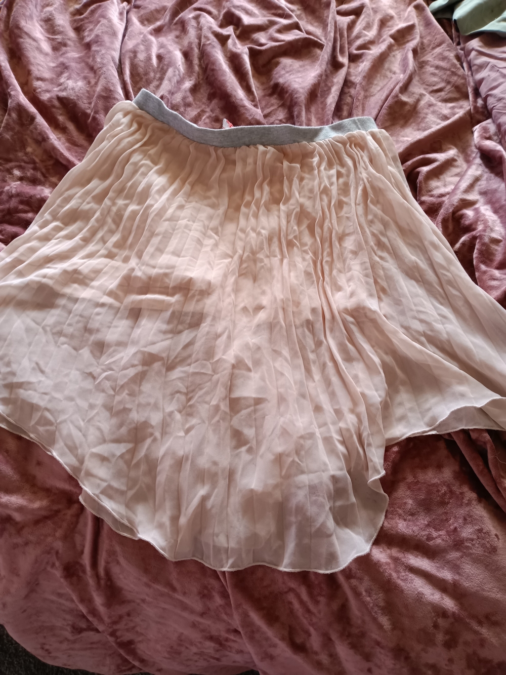 Free People Blush Pleated Sleep Skirt with Gray Elastic Waistband - Picture 2 of 3